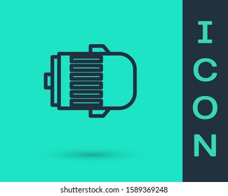Black line Electric engine icon isolated on green background. Car alternator.  Vector Illustration