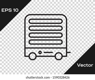 Black line Electric heater icon isolated on transparent background. Infrared floor heater with remote control. House climate control.  Vector Illustration