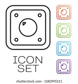Black line Electric light switch icon isolated on white background. On and Off icon. Dimmer light switch sign. Concept of energy saving. Set icons colorful. Vector Illustration