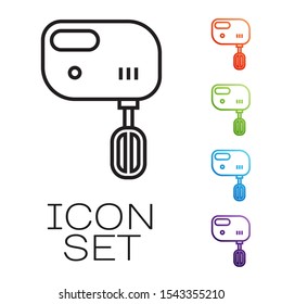 Black line Electric mixer icon isolated on white background. Kitchen blender. Set icons colorful. Vector Illustration