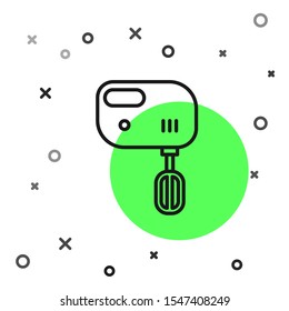 Black line Electric mixer icon isolated on white background. Kitchen blender.  Vector Illustration