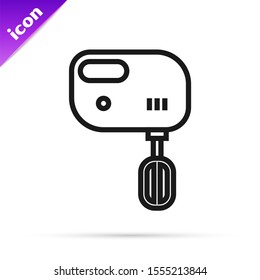 Black line Electric mixer icon isolated on white background. Kitchen blender.  Vector Illustration