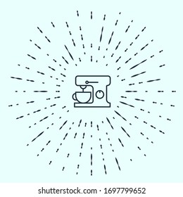 Black line Electric mixer icon isolated on grey background. Kitchen blender. Abstract circle random dots. Vector Illustration