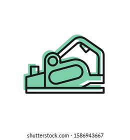Black line Electric planer tool icon isolated on white background.  Vector Illustration
