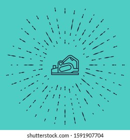 Black line Electric planer tool icon isolated on green background. Abstract circle random dots. Vector Illustration