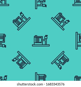 Black line Electric water pump icon isolated seamless pattern on green background.  Vector Illustration