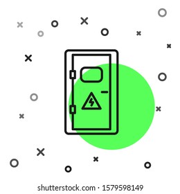Black line Electrical cabinet icon isolated on white background.  Vector Illustration