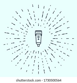 Black line Electrical hair clipper or shaver icon isolated on grey background. Barbershop symbol. Abstract circle random dots. Vector Illustration
