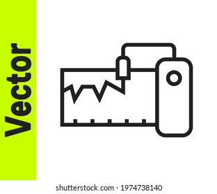 Black line Electrical measuring instrument icon isolated on white background. Analog devices. Measuring device laboratory research.  Vector