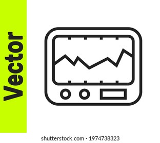 Black Line Electrical Measuring Instrument Icon Isolated On White Background. Analog Devices. Measuring Device Laboratory Research.  Vector