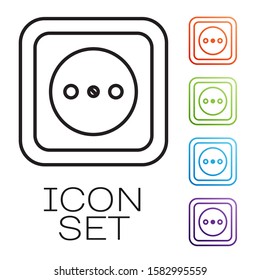 Black line Electrical outlet icon isolated on white background. Power socket. Rosette symbol. Set icons colorful. Vector Illustration