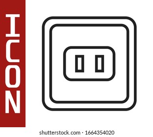 Icono de toma eléctrica de línea negra aislado en fondo blanco. Toma de corriente. Símbolo de rosette. Ilustración vectorial
