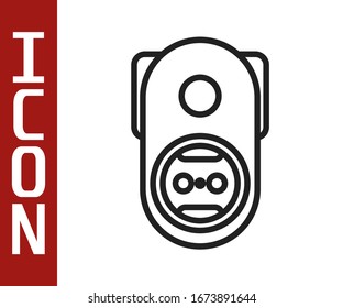 Icono de toma eléctrica de línea negra aislado en fondo blanco. Toma de corriente. Símbolo de rosette.  Ilustración vectorial