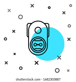 Icono de toma eléctrica de línea negra aislado en fondo blanco. Toma de corriente. Símbolo de rosette. Formas dinámicas aleatorias. Ilustración vectorial