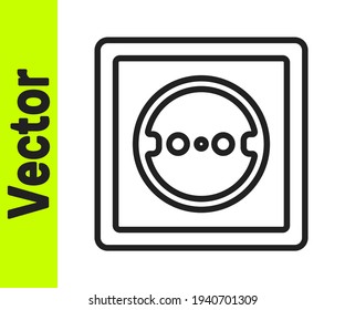 Black line Electrical outlet icon isolated on white background. Power socket. Rosette symbol.  Vector
