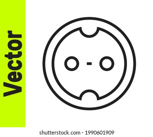 Black line Electrical outlet icon isolated on white background. Power socket. Rosette symbol.  Vector