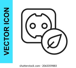 Black line Electrical outlet icon isolated on white background. Alternative energy. Clean energy. Power socket. Rosette symbol.  Vector
