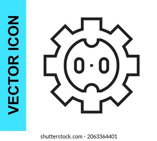 Schwarze Linie Elektrische Steckdose Symbol einzeln auf weißem Hintergrund. Netzstecker. Rosette Symbol.  Vektorgrafik