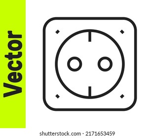 Icono de salida eléctrica de línea negra aislado en fondo blanco. Toma de corriente. Símbolo de rosette.  Vector