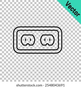 Black line Electrical outlet icon isolated on transparent background. Power socket. Rosette symbol.  Vector