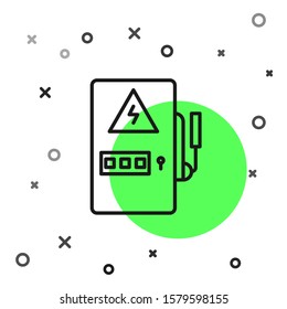 Black line Electrical panel icon isolated on white background.  Vector Illustration