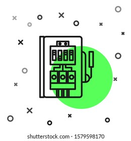 Black line Electrical panel icon isolated on white background.  Vector Illustration