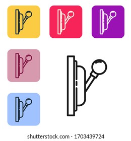 Black line Electrical panel icon isolated on white background. Switch lever. Set icons in color square buttons. Vector Illustration