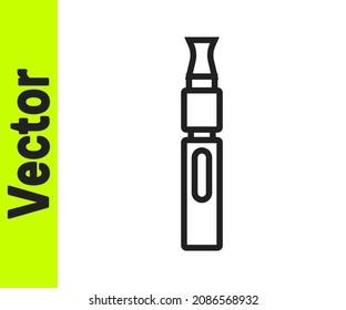 Black line Electronic cigarette icon isolated on white background. Vape smoking tool. Vaporizer Device.  Vector