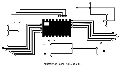 black line electronic daigram board with line hole and chip isolate on white For factories, business computers, electronics, mechanical, repair shops, learning, bring to the background