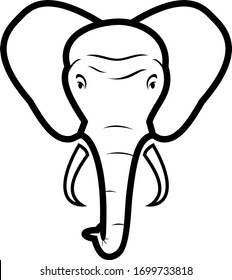 black line elephant face icon illustration vector