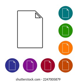 Black line Empty document icon isolated on white background. Checklist icon. Business concept. Set icons in color circle buttons. Vector