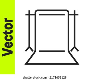 Black line Empty photo studio icon isolated on white background. Screen backdrop.  Vector