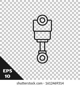 Black line Engine piston icon isolated on transparent background. Car engine piston sign.  Vector Illustration