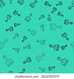 Icono de pistón de motor de línea negra aislado sin patrón sobre fondo verde. Señal del pistón del motor del coche.  Vector
