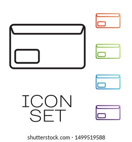 Black line Envelope icon isolated on white background. Email message letter symbol. Set icons colorful. Vector Illustration