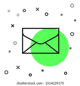 Black line Envelope icon isolated on white background. Email message letter symbol.   Vector Illustration