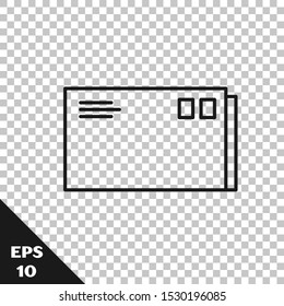 Black line Envelope icon isolated on transparent background. Email message letter symbol.  Vector Illustration