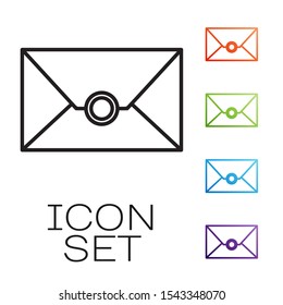 Black line Envelope icon isolated on white background. Email message letter symbol. Set icons colorful. Vector Illustration