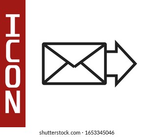 Black line Envelope icon isolated on white background. Email message letter symbol.  Vector Illustration