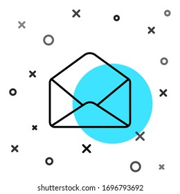 Icono sobre línea negra aislado en fondo blanco. Símbolo de carta de mensaje de correo electrónico. Formas dinámicas aleatorias. Ilustración vectorial