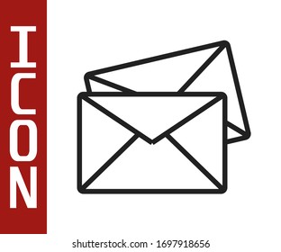 Icono sobre línea negra aislado en fondo blanco. Símbolo de carta de mensaje de correo electrónico. Ilustración vectorial