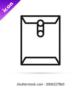 Black line Envelope icon isolated on white background. Received message concept. New, email incoming message, sms. Mail delivery service.  Vector