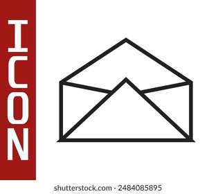 Schwarze Linie Umschlag-Symbol isoliert auf weißem Hintergrund. Symbol für E-Mail-Nachrichtenbrief.  Vektorillustration