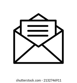 Black line Envelope with invitation card icon isolated on white background. Set icons colorful square buttons. Vector Illustration