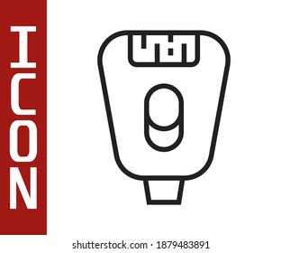 Black line Epilator icon isolated on white background. Depilation by electric razor. Hair removal on the body.  Vector