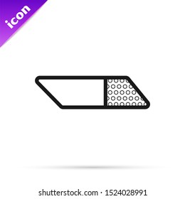 Black line Eraser or rubber icon isolated on white background.  Vector Illustration