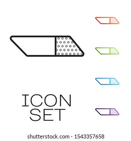 Black line Eraser or rubber icon isolated on white background. Set icons colorful. Vector Illustration