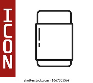 Black line Eraser or rubber icon isolated on white background.  Vector Illustration