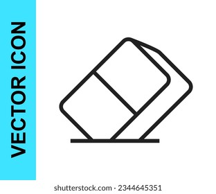 Black line Eraser or rubber icon isolated on white background.  Vector