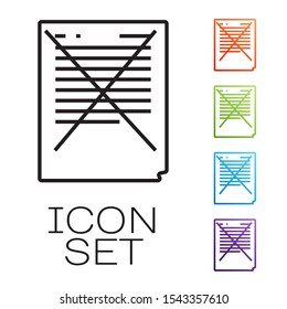 Black line Exam paper with incorrect answers survey icon isolated on white background. Bad mark of test results, concept of unsuccessful report. Set icons colorful. Vector Illustration